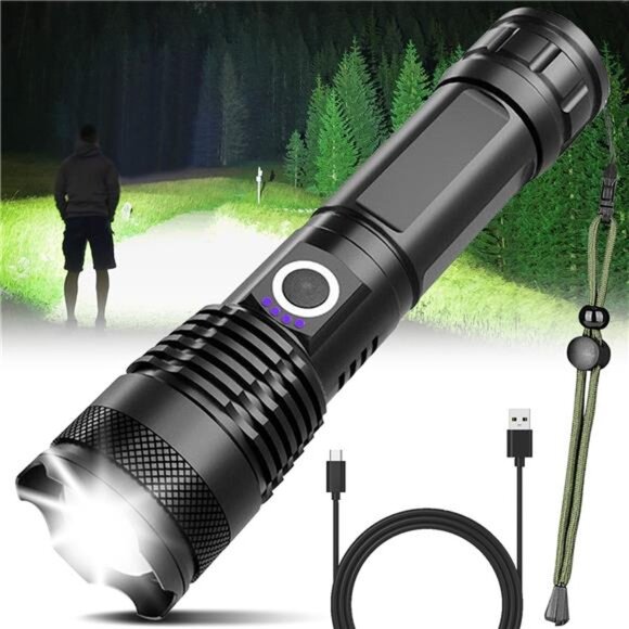 LED Flashlight, 90000 Lumens Super Bright Tactical Flashlight, - Picture 1 of 5